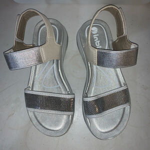 Womens Inblu Sandals Size 37 EU Silver Beige